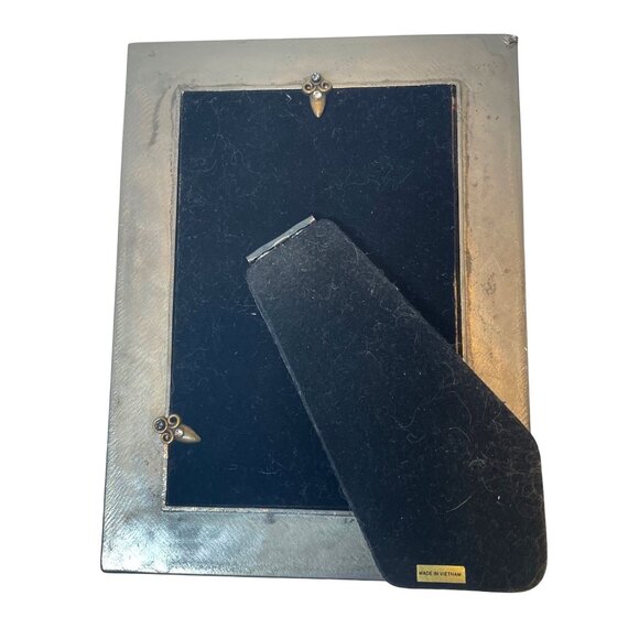 Antique-Style Gold Metal & Mother of Pearl Picture Frame with Pink Gem Accents 6 - Picture 6 of 9